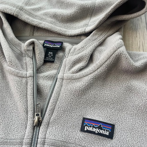 Patagonia Youth XXL 16-18 Full Zip Fleece Jacket Light Gray Hooded Boys Girls - Picture 4 of 8