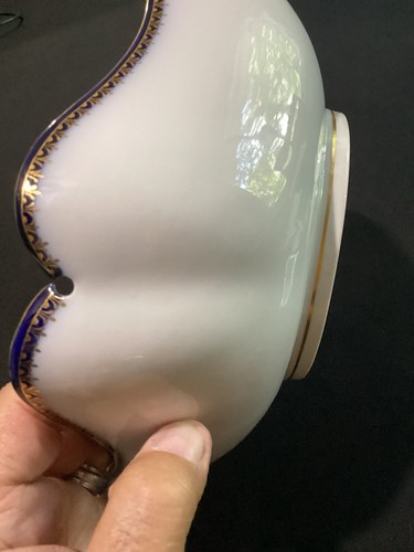 Antique Meissen Porcelain Cobalt & Gold Rim Deep Square Serving Dish - Picture 12 of 13