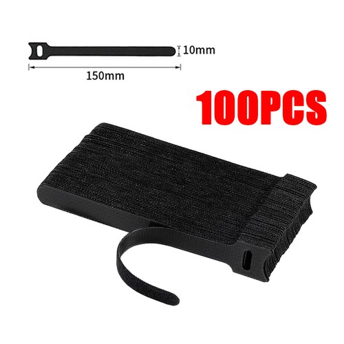 100Pcs Cable Straps Wire Cord Hook Loop Ties Fastening Reusable Organizer - Picture 6 of 9