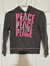 Girl's - Justice - Gray / Pink - Zip Up Hooded Jacket - Size 8
