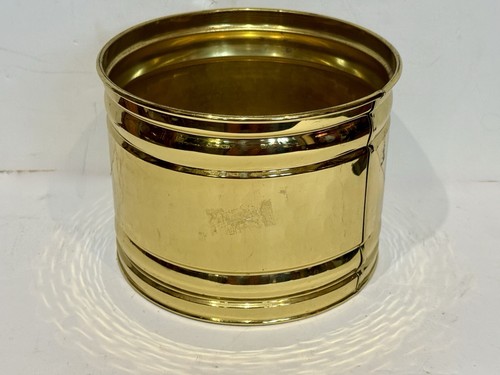 Vintage All BRASS Lacquered Flower Planter Cache Bulb POT Jardiniere - Picture 7 of 9