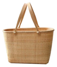 Nantucket Tall Tote Office Handbag with Handle - Cane-on-cane Weave, Picnic B...