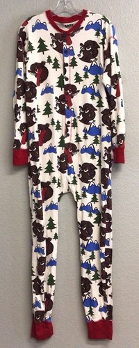 Lazy One Adult Flapjack Long John Trap Door Bear Bum Red Pajamas Large - Picture 12 of 12
