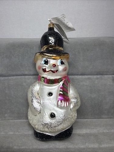 VTG Christopher Radko SNOWBALL SNOWMAN Christmas Ornament 95-100-0 Rare Color - Picture 1 of 17