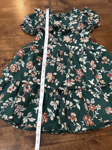 Janie and Jack Girls Sz 5 Enchanted Forest Floral Ruffle Puff Sleeve Dress Fall - Picture 7 of 8