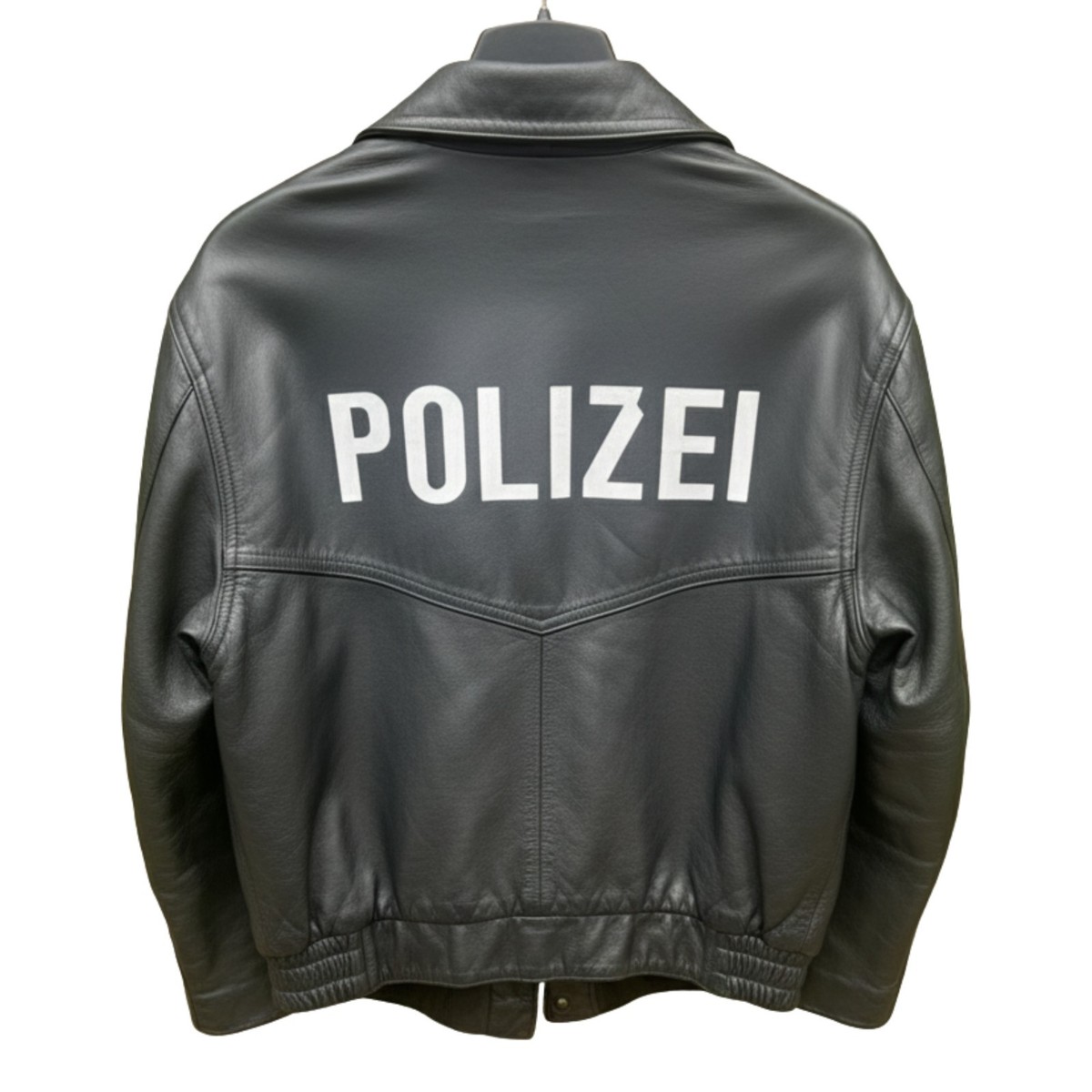 German Police Polizei Leather Jacket Vintage Deutsch