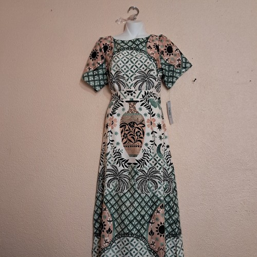 Vestido Maggy London Talla 6 Nuevo con Etiquetas Estampado Floral Audaz Cintura Acanalada Fiesta Boda - Imagen 2 de 14