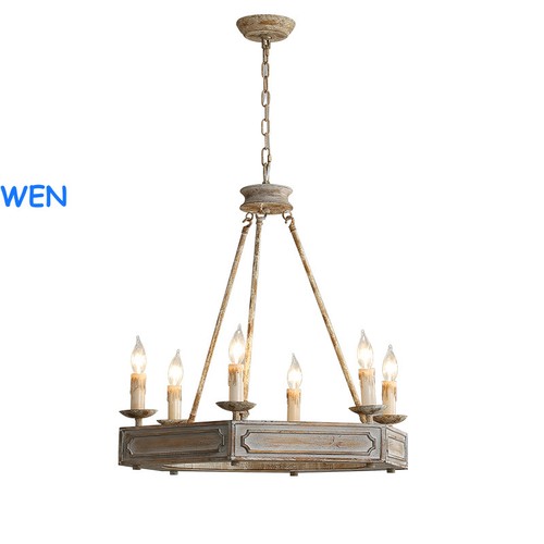 Retro wooden country art chandelier dining room  Household lighting fixtures - Picture 5 of 20