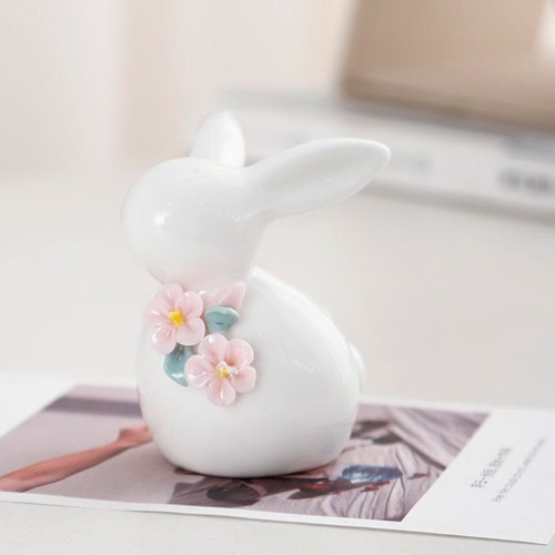 Ceramic Rabbit Ornament Rabbits Porcelain Figurine Decor for The Home - Picture 5 of 12