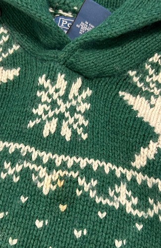 Vintage Polo Ralph Lauren Boys Size 7 Green Shawl Collar Pullover Sweater Nordic - Picture 2 of 6