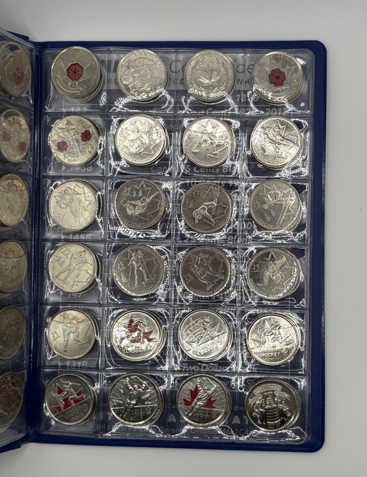 1967 - 2017 Canadian Quarter Collection Book 96 Coins 25C - Inc Colour ...