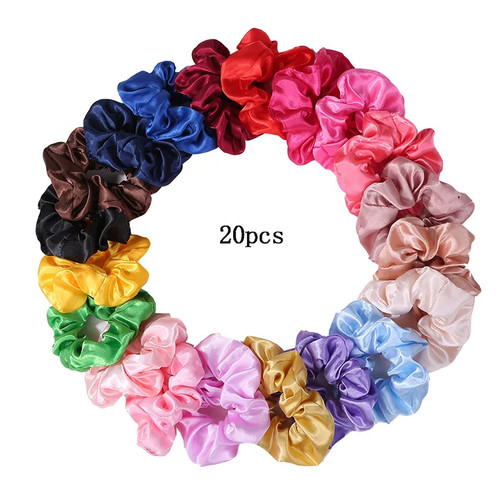 25 Pcs Satin Scrunchies Elastic Hair Ties Women Solid Color Hair Bands - Picture 11 of 83