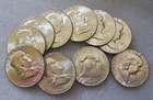 Lot Of 10   1957-P Franklin Silver Half Dollars, nice coins, free shipping