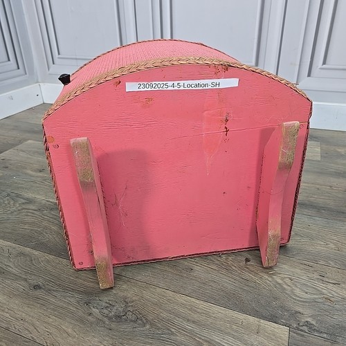 Retro Vintage Pink Woven Bedside Cabinet Cupboard Table – Glass Top Mid Century - Picture 20 of 24