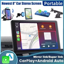 8" Portable Car Stereo Radio Wireless Apple Carplay/Android Auto Touchscreen GPS