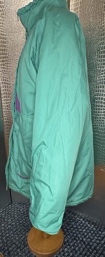 Haband Vintage 90s Green Teal and Purple Snow Jacket Coat Parka Size Large - Picture 6 of 13