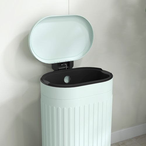 HOMCOM 30L Pedal Bin, Metal Kitchen Bin with Soft-close Lid, Light Green - Picture 9 of 11