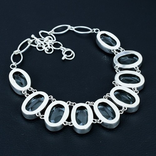 Aqua Aquamarine Gemstone 925 Sterling Silver Jewelry Necklace Size-17-18" - Picture 4 of 5