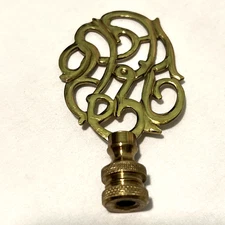 Brass Scroll Lamp Finial Polished Hong Kong 3"