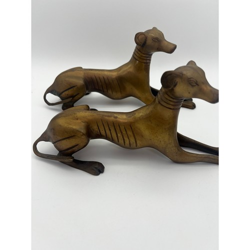 2er Set Vintage Messing Windhund Whippet Hund Statuen/Figuren 60er Jahre - Bild 1 von 10