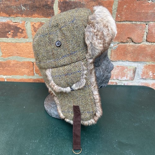 Harris Tweed Charles Trapper Mütze Herren XL (60cm) Wolle / Kunstfell Ohrenklappe Jagd - Bild 5 von 11