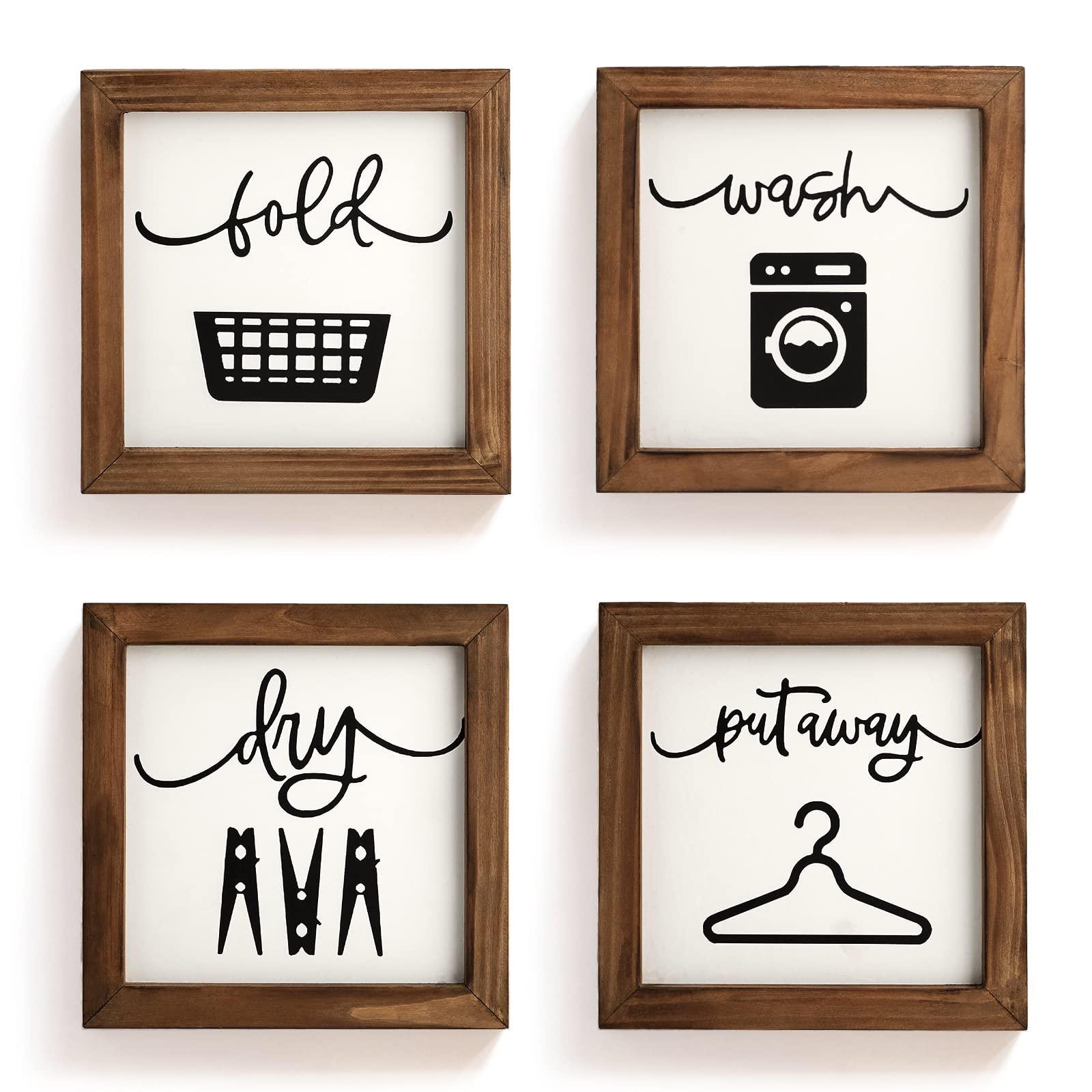 Laundry Room Decor for Wall Farmhouse Signs Set of 4 Wash Dry Fold Put Away R...