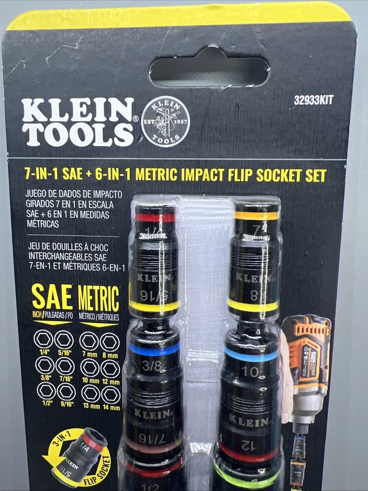 KLEIN TOOLS 32933KIT 7 In 1 IMPACT FLIP SOCKET SETS SAE + 6 IN 1 METRIC - Image 2 of 4