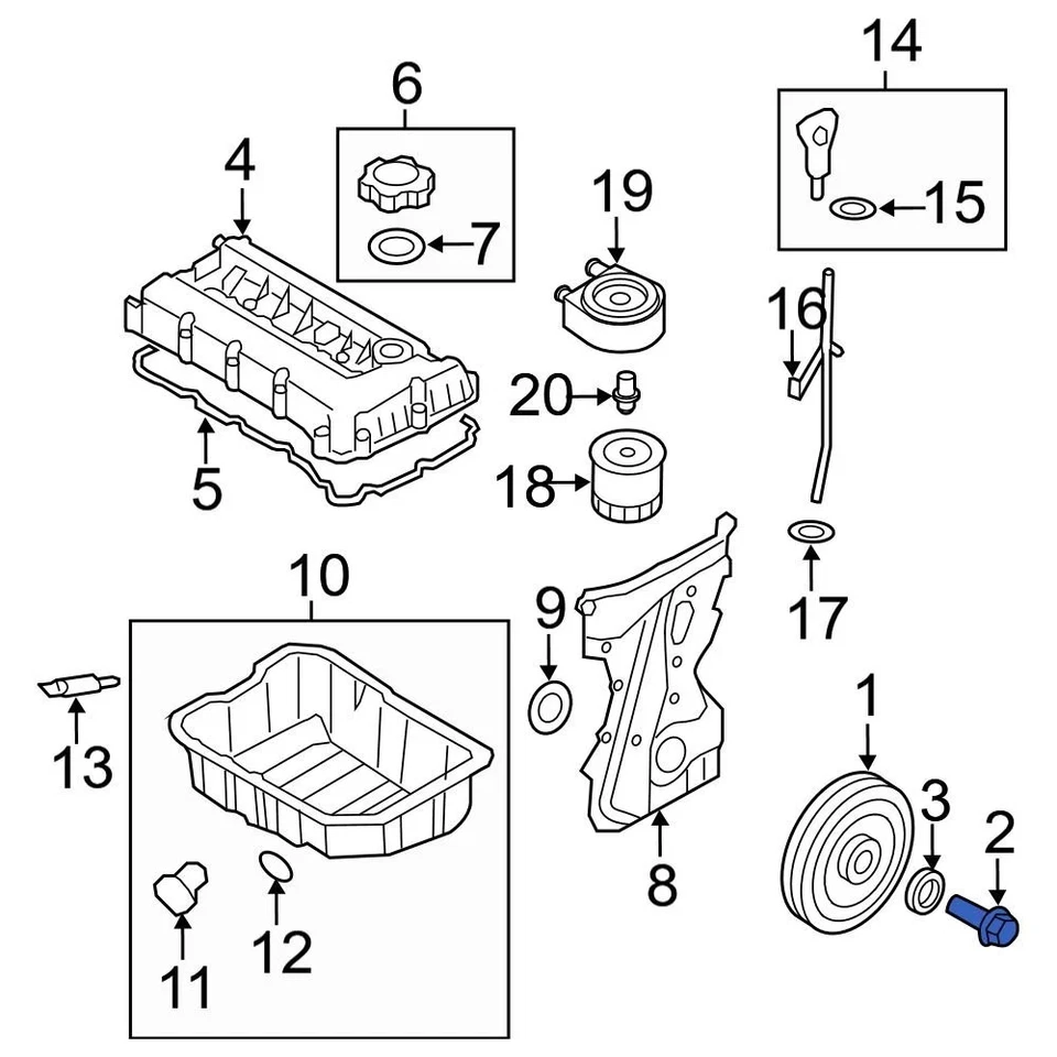 For Hyundai Sonata 2006-2017 Hyundai 2312723001 Engine Harmonic Balancer Bolt Foto 3 de 4