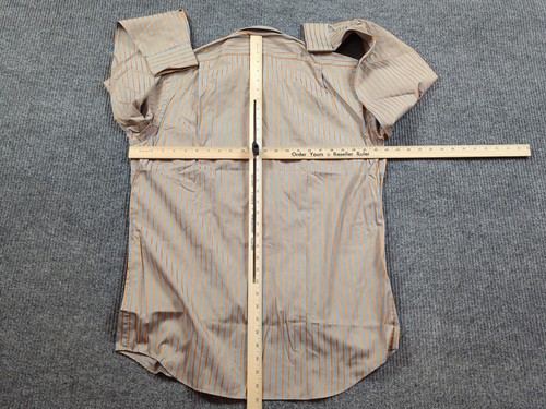 Paul Fredrick Shirt Mens 15.5-34 Gray Orange Imperial 100s Two Ply Cotton Dobby - Picture 5 of 7