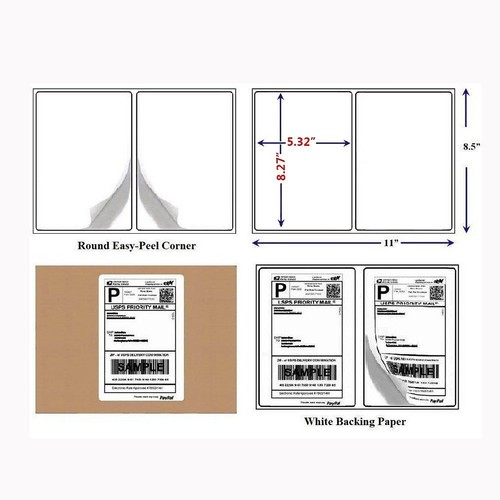 200 Half Sheet Shipping Labels Round Corner 8.5x5.5 Self Adhesive For Paypal - Picture 6 of 6