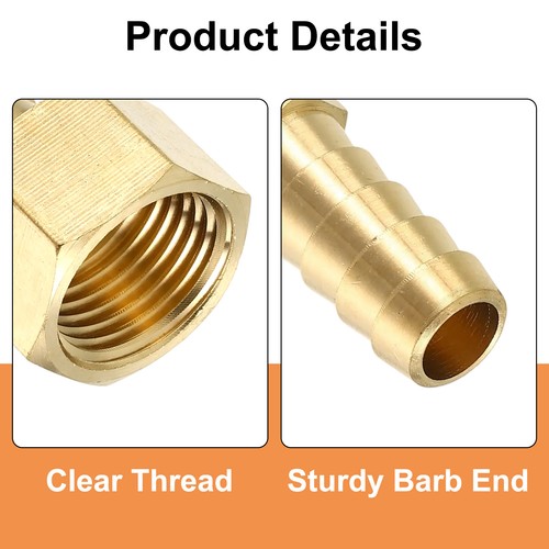 Brass Hose Barb Fitting, 1/2" Barb x 1/4" NPT Female Hose Connector - Bild 3 von 6