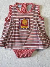 Vintage Winnie The Pooh 90 s Overall Romper Dress Size 0-3 M Disney Embroidered