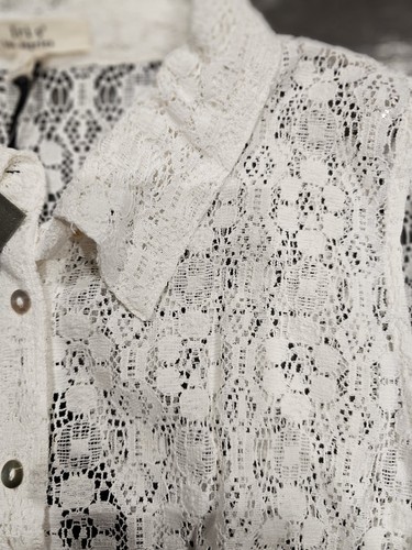 Womens White Lace Tie Waist Sleeveless Button Up Blouse Size Sz 2x, NWTs Iris LA - Picture 6 of 16