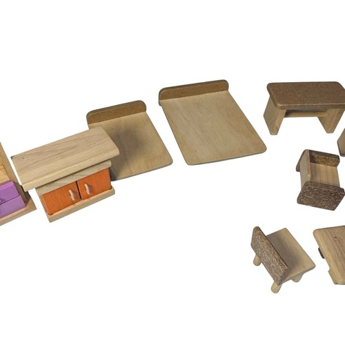 PLAN TOYS Posable Wooden Family Dolls W/Mix Dollhouse Furniture Lot - Read - Picture 9 of 18