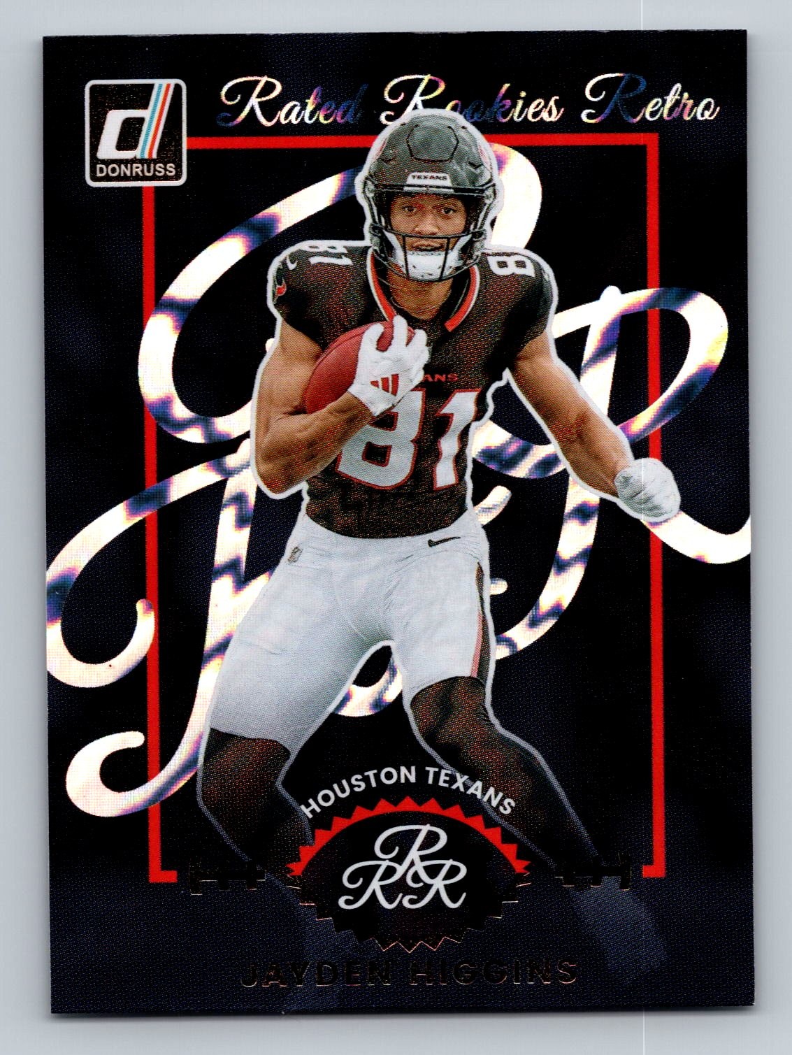 Jayden Higgins 2025 Donruss #8 Rated Rookies Retro Houston Texans