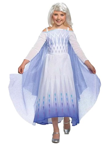 Disney Frozen Girls White Sparkle Snow Queen Elsa Costume Dress Small (4-6X) - 第 1/1 張圖片