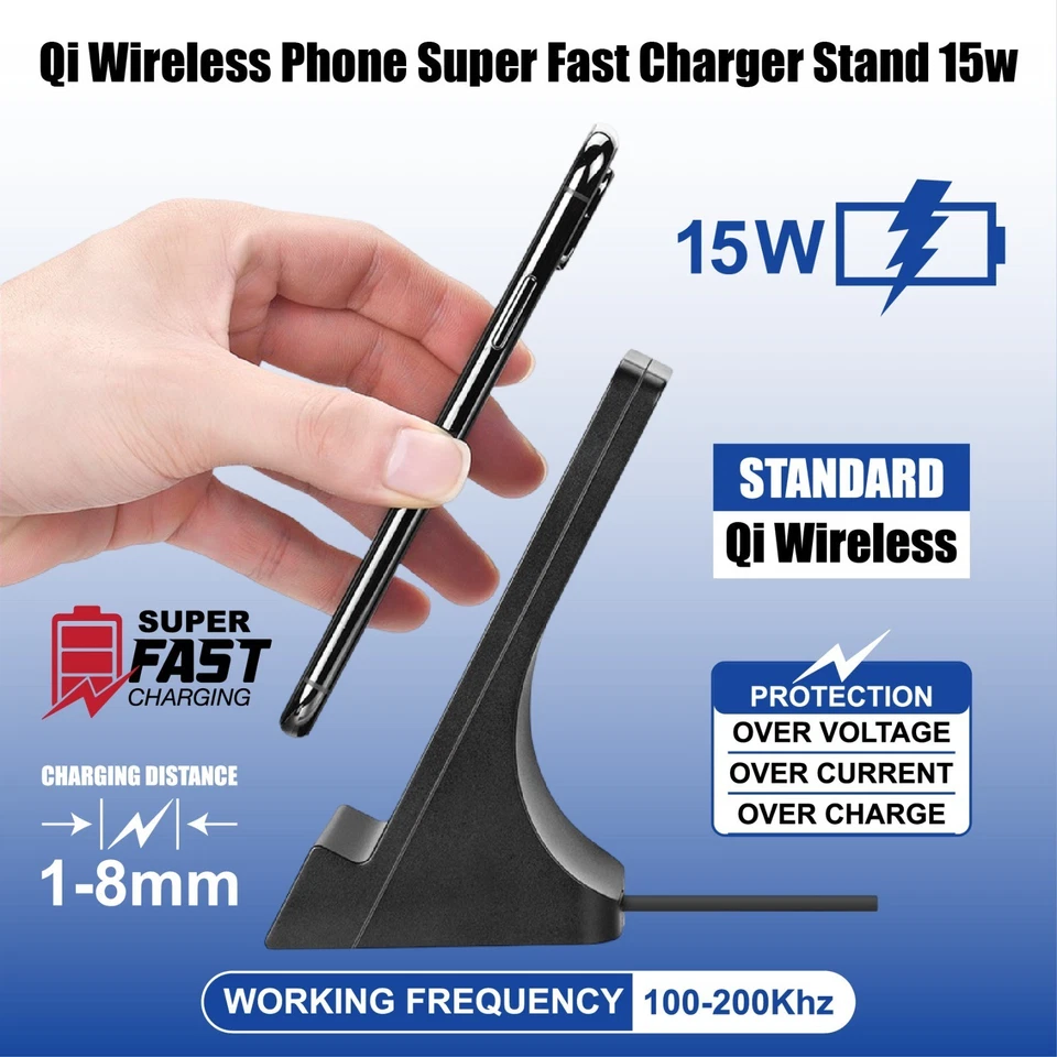 Fast Wireless Charging Stand Dock Charger For iPhone 11-17 and Samsung Phones - Image 3 of 4
