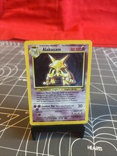 Vintage 2000 Pokemon Base Set 2 Alakazam 1/130 Holo Card Heavily Played