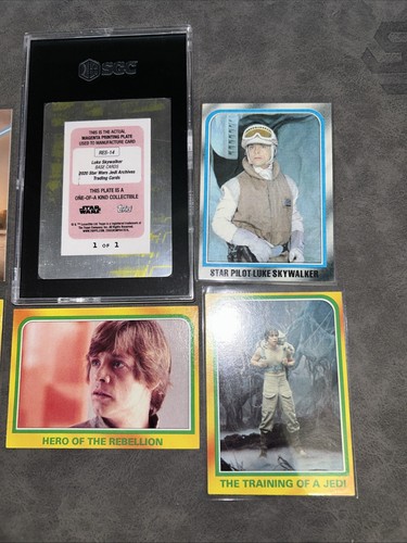 Star Wars 1/1 Printing Plate Luke Skywalker SGC Topps Holocron and Bonus Cards - Picture 11 of 24