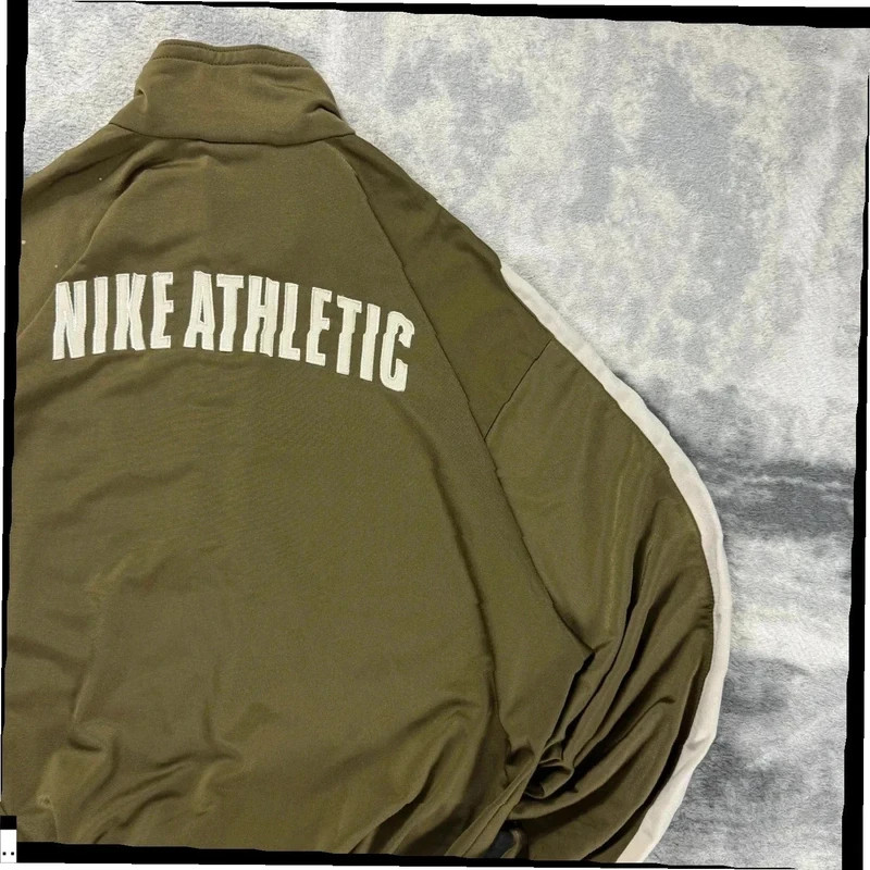 Vintage Nike Athletic 2000's Y2K Olive Green Track Jacket Size Medium image 2
