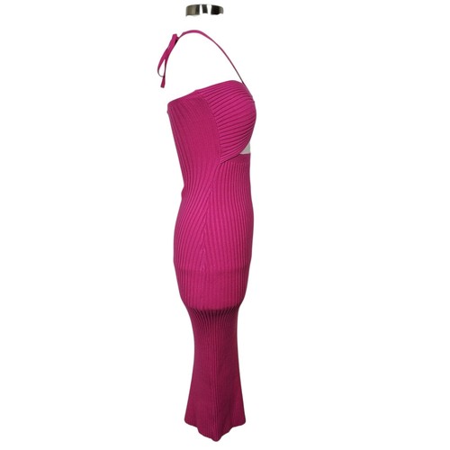 Lulu's Leading the Trends Hot Pink Bodycon Ribbed Sweater Midi Dress Medium - Bild 4 von 9
