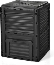 Compost Bin Outdoor, 80 Gallon Garden Compost Bin with Top Lid & Bottom Door, Ae