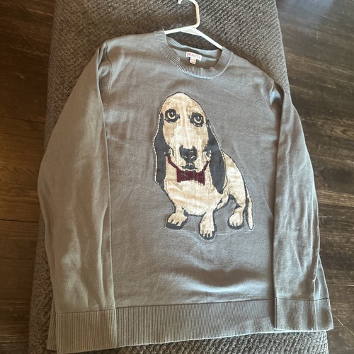 Basset Hound knit Men’s Gray sweater xl  patch dog art picture shirt - Picture 5 of 7