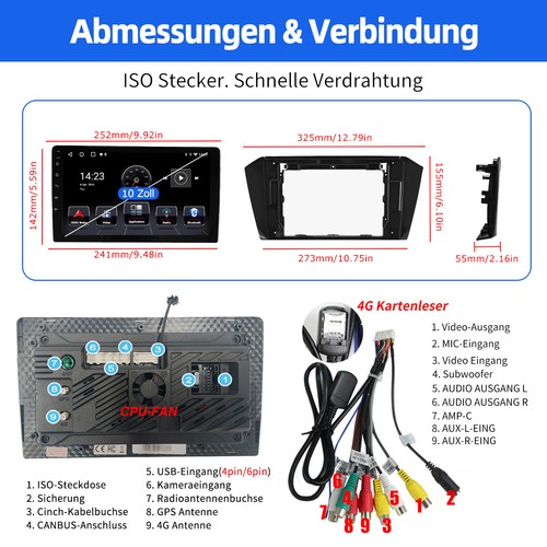 DAB+ Für VW Passat B8 2015-2020 Android 14 Autoradio Carplay 128GB GPS Navi WIFI - Bild 12 von 13