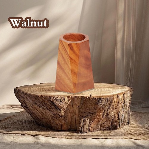 Brown Walnut Wooden Pencil Box, Natural Wood Pen Holder Storage Box, Geometri... - Picture 3 of 7