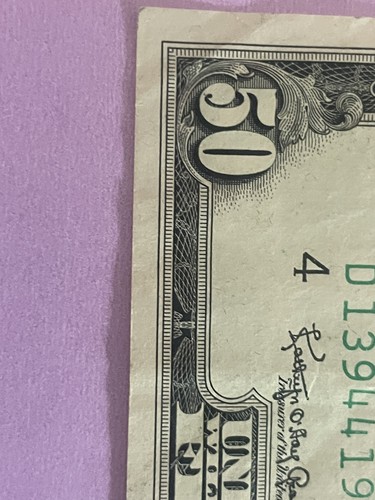 1950A $50 Federal Reserve ERROR Note Margins Banknote Fifty Dollar D13944193A - Picture 3 of 8