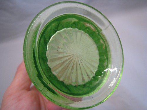 Vintage Vaseline Glass Trumpet Vase Green Uranium 12 Inch Fluted Glow Art Deco - Picture 12 of 12