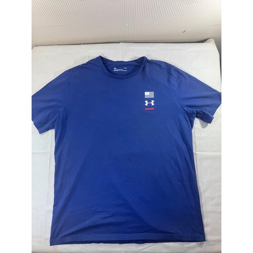 Under Armour Men's Loose Fit Heatgear T Shirt Blue USA Flag Graphic Size LG - Picture 1 of 7