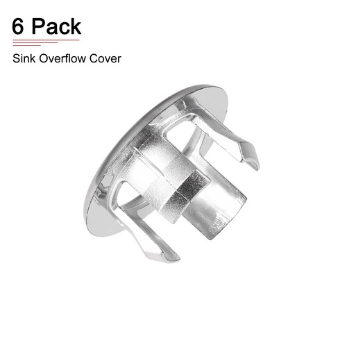 6 Pack 30x14mm Sink Overflow Cover Plastic Basin Trim Ring Covers Caps Silver - Picture 6 of 6