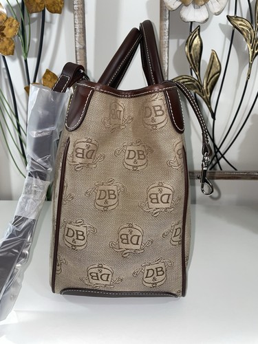 DOONEY & BOURKE Double Handle Tan Canvas & Leather Trim Tote - Picture 3 of 8